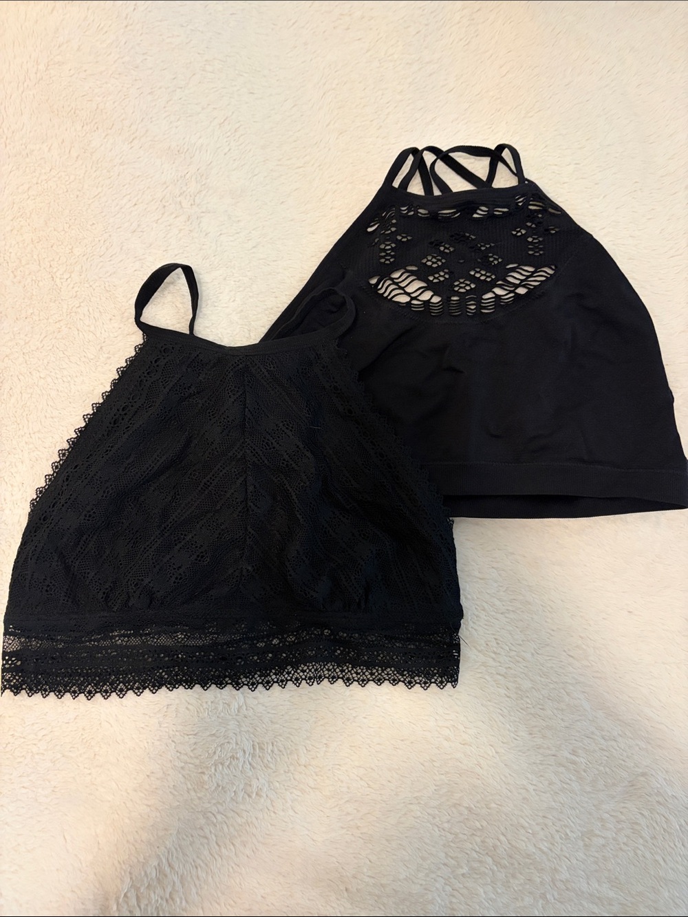 SO and Maidenform Black Lace & Crochet Halter Camisole Tops - Pack of